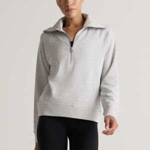 Ladies Quince Supersoft Fleece Half Zip Pullover Heather Gray Comfy Sz Med